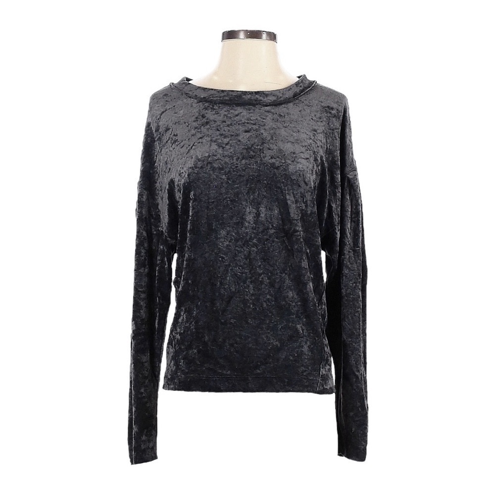 We the Free People Milan Gray Velvet Bishop Sleeve Sweatshirt Size XS